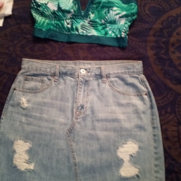 Vanilla Star Y2K Deconstructed Denim Mini Skirt Sz 13 - Picture 2 of 13